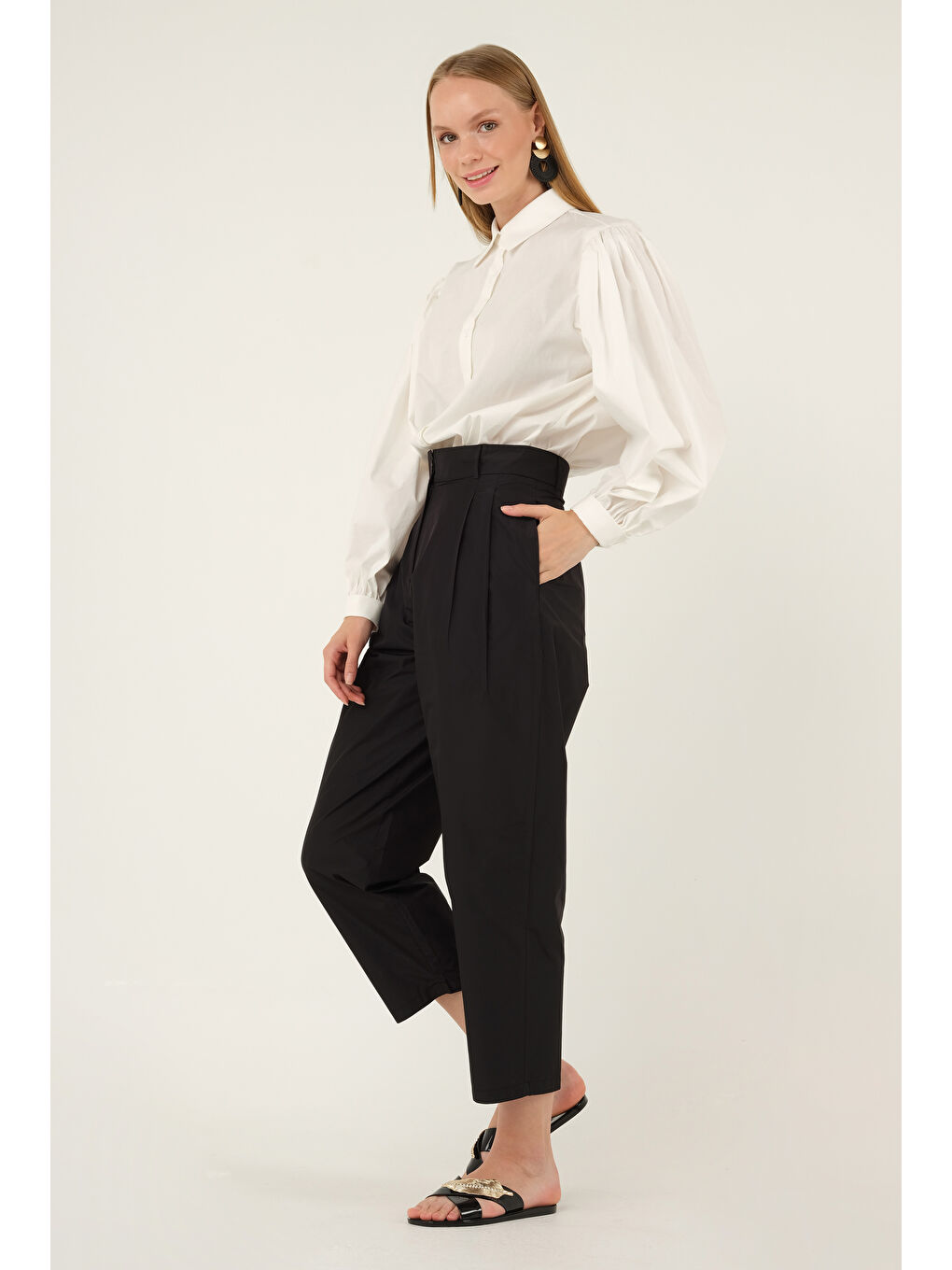 Fleto Cepli Pantolon Siyah-2