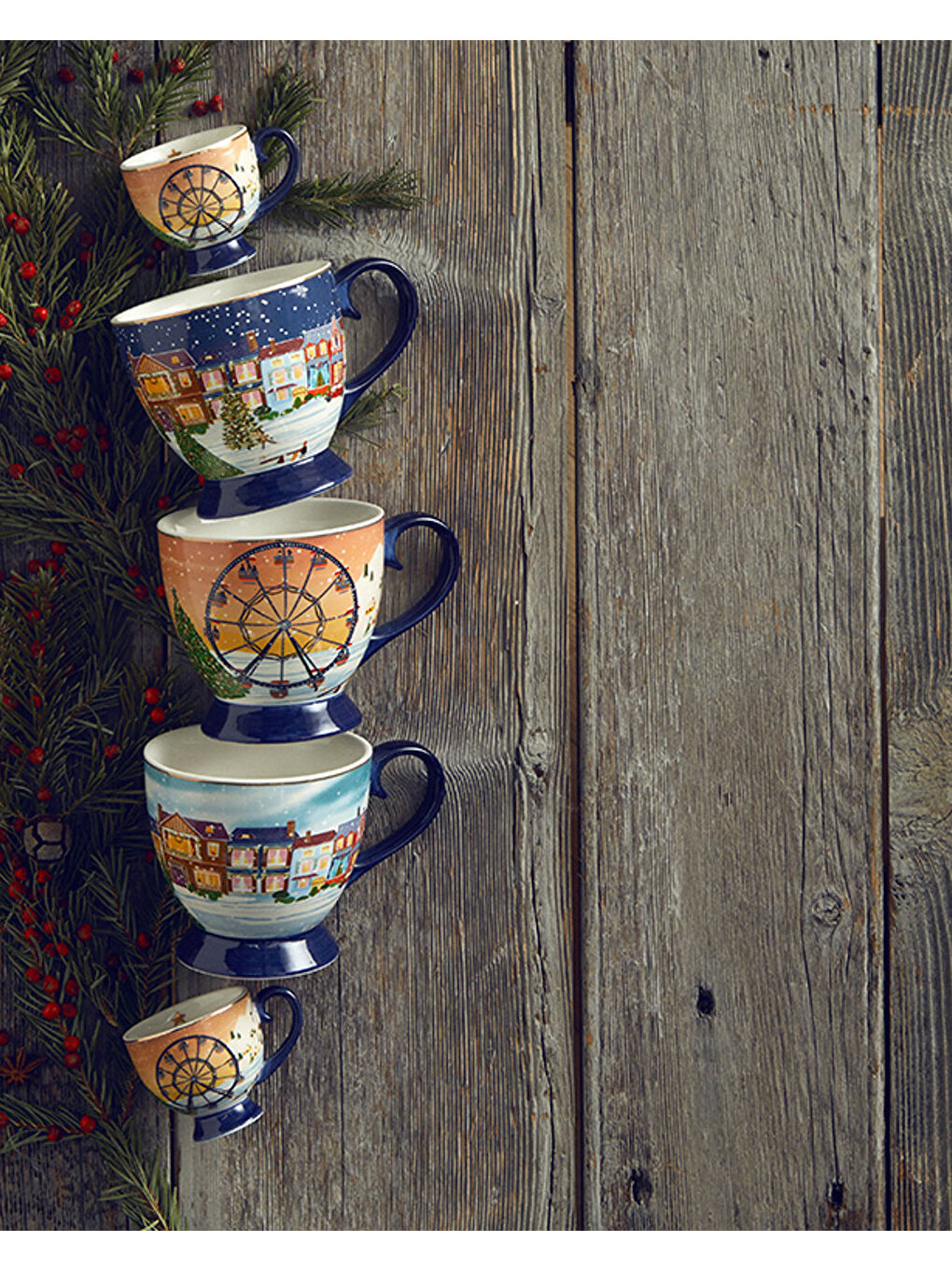 Beyaz Cheerful Sunset New Bone China Yılbaşı Kupa 460 ml Renkli-5