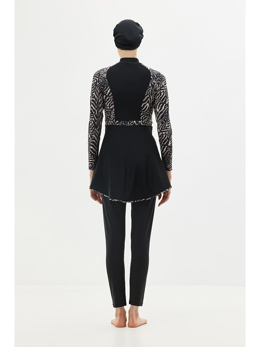 Siyah Tam Kapalı 4 Lü Tesettür Mayo C14013 Zebra-7