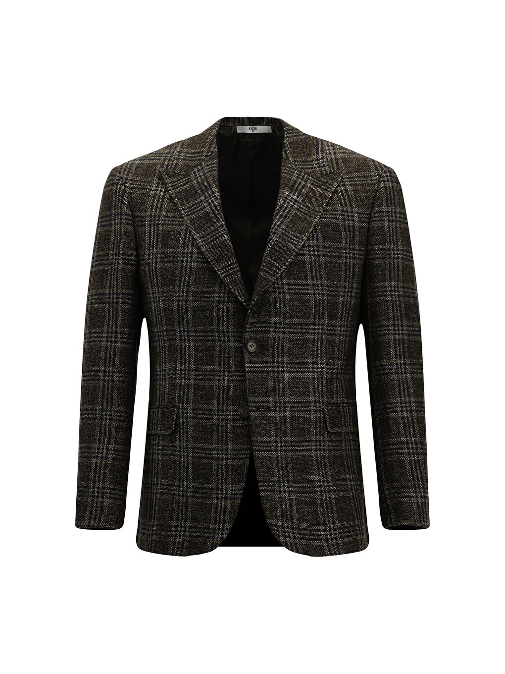 Kahverengi Regular Fit Yünlü Ekose Ceket