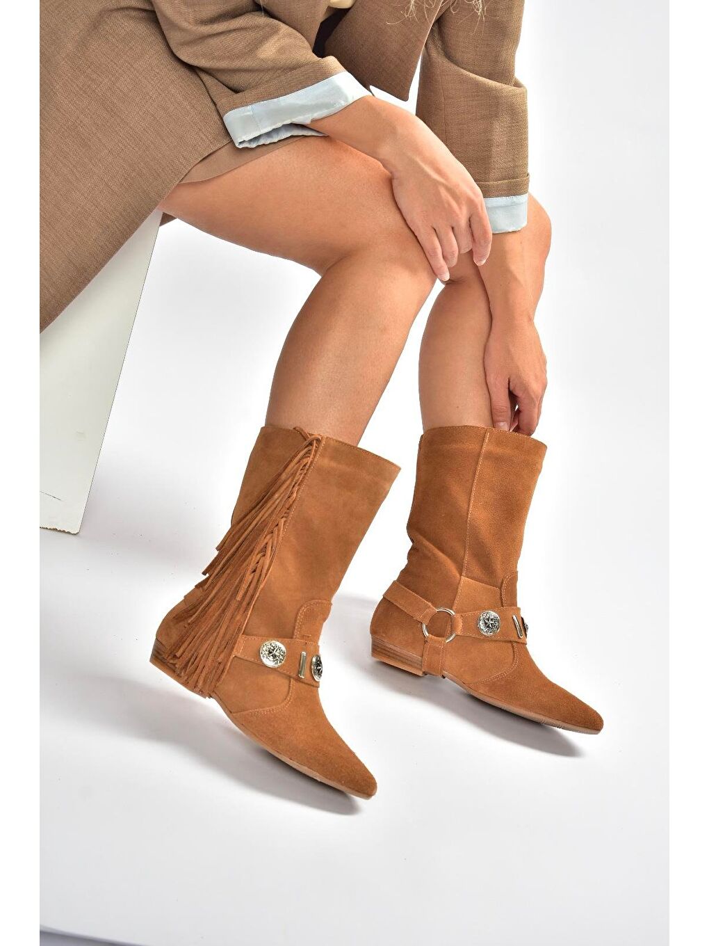 Kahverengi Taba Kadın Bot V380625502-3