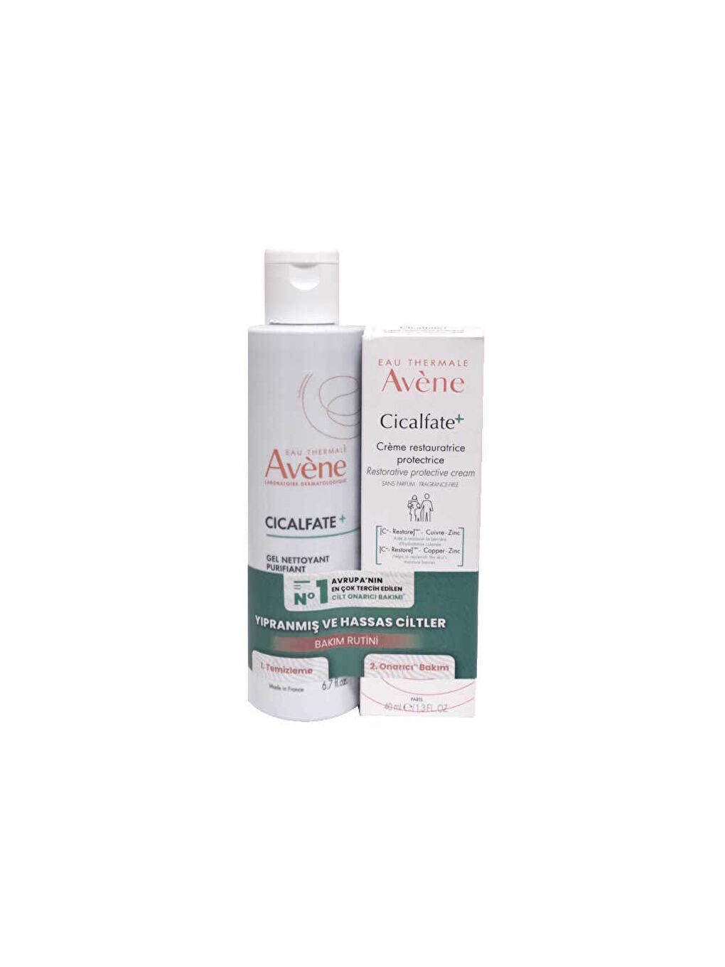 Avene Cicalfate+ Hassas Ciltler İçin Onarıcı Bakım Kremi 40ml + Temizleme Jeli 200ml Kofre