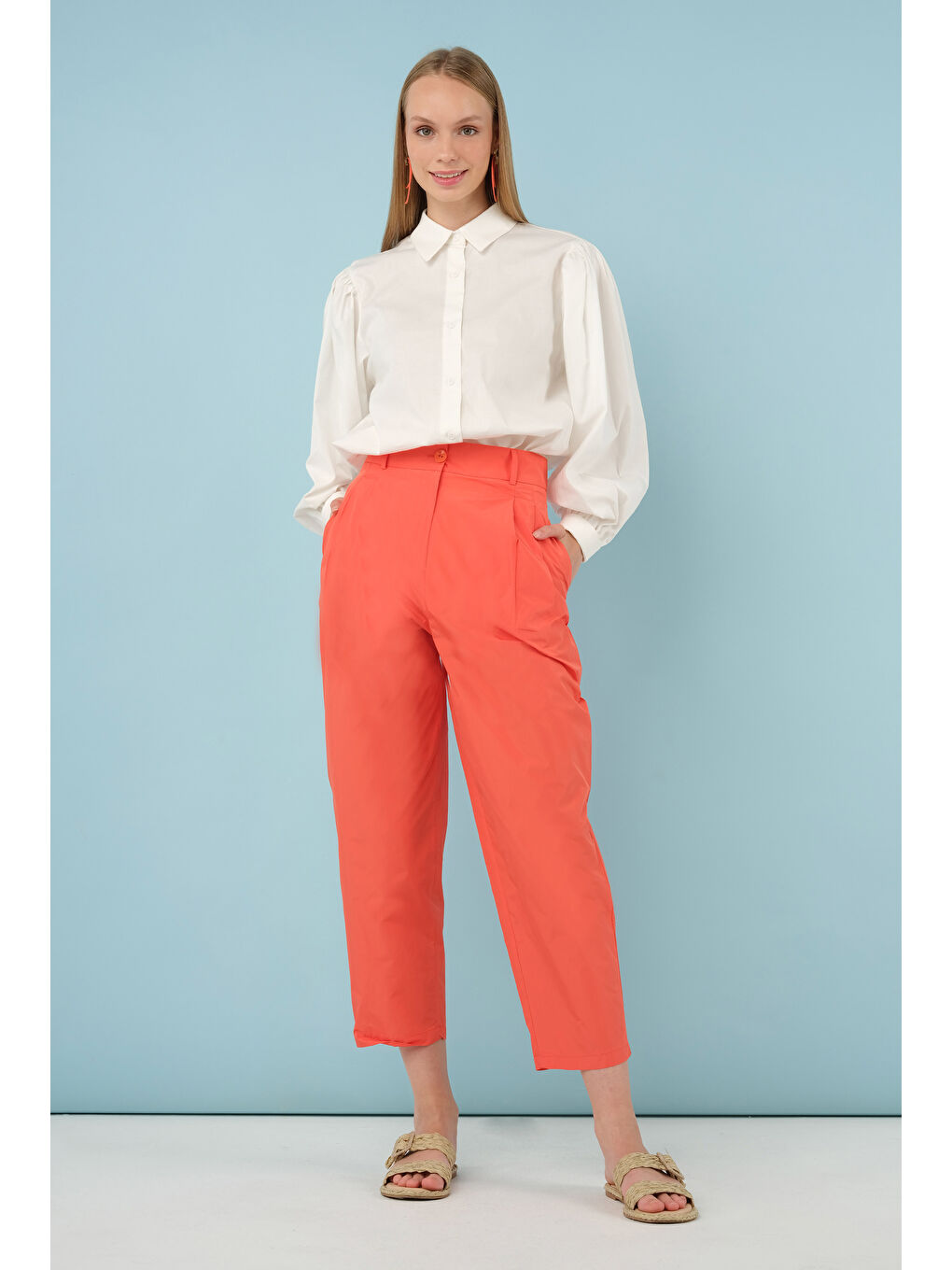 Fleto Cepli Pantolon Mercan-1