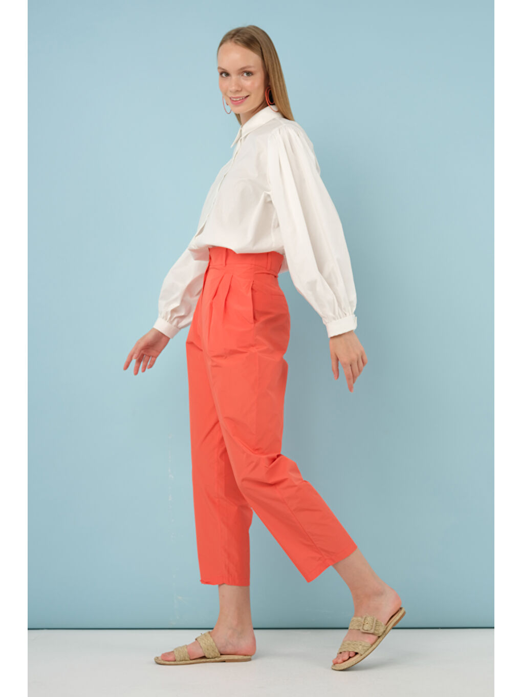 Fleto Cepli Pantolon Mercan-2