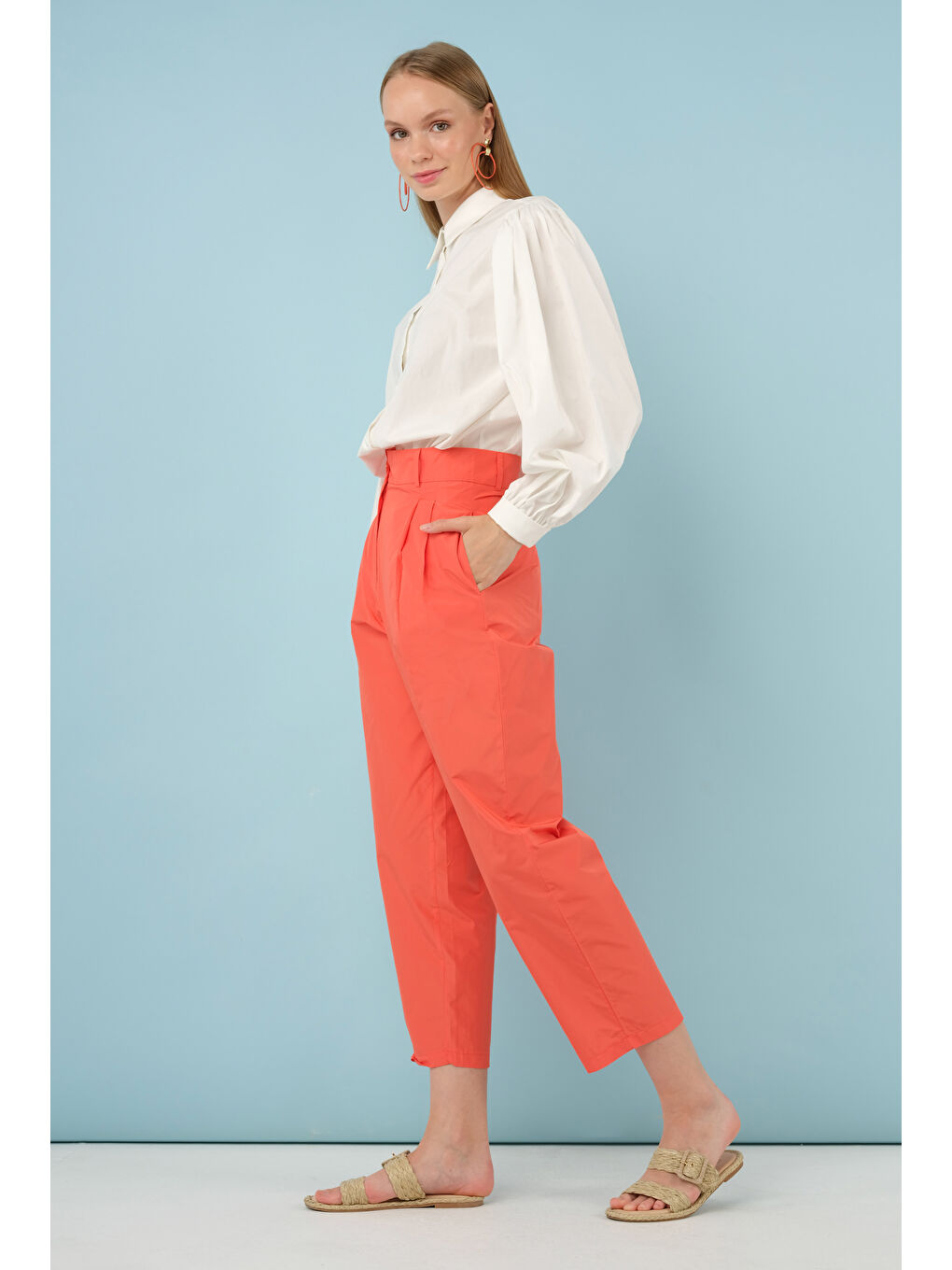 Fleto Cepli Pantolon Mercan-3