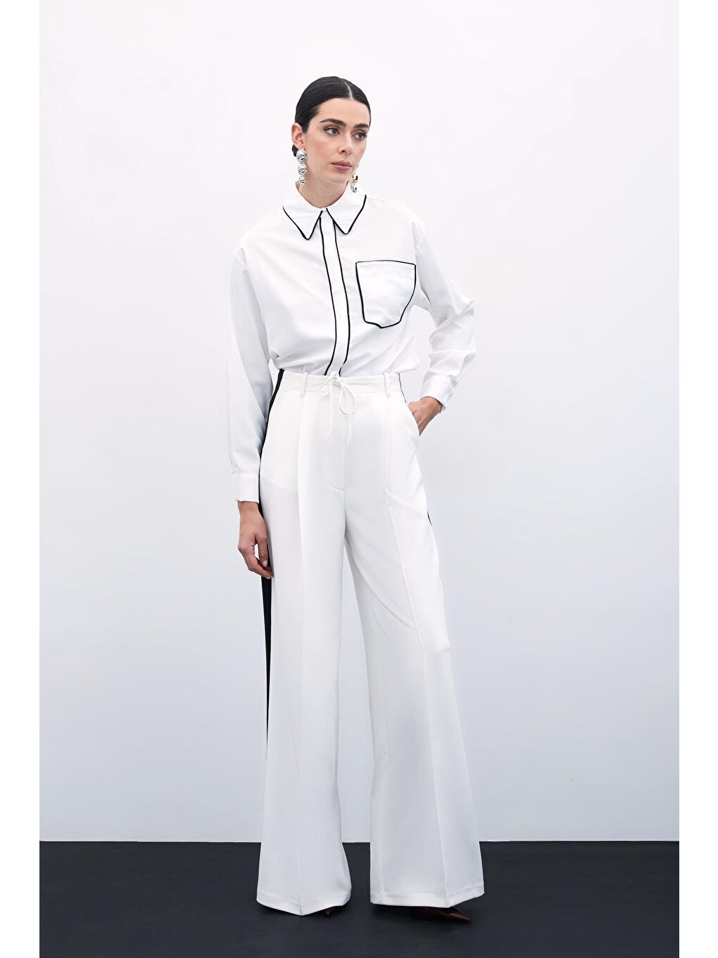 Cep Detaylı Salaş Gömlek - Ekru-1