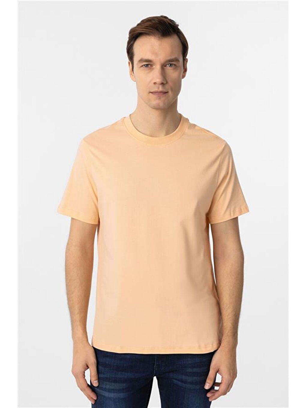 Kahverengi Sütlü Kahve Regular Düz Bisiklet Yaka Tişört