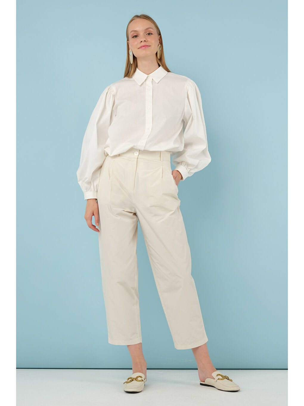 Fleto Cepli Pantolon Ekru-1