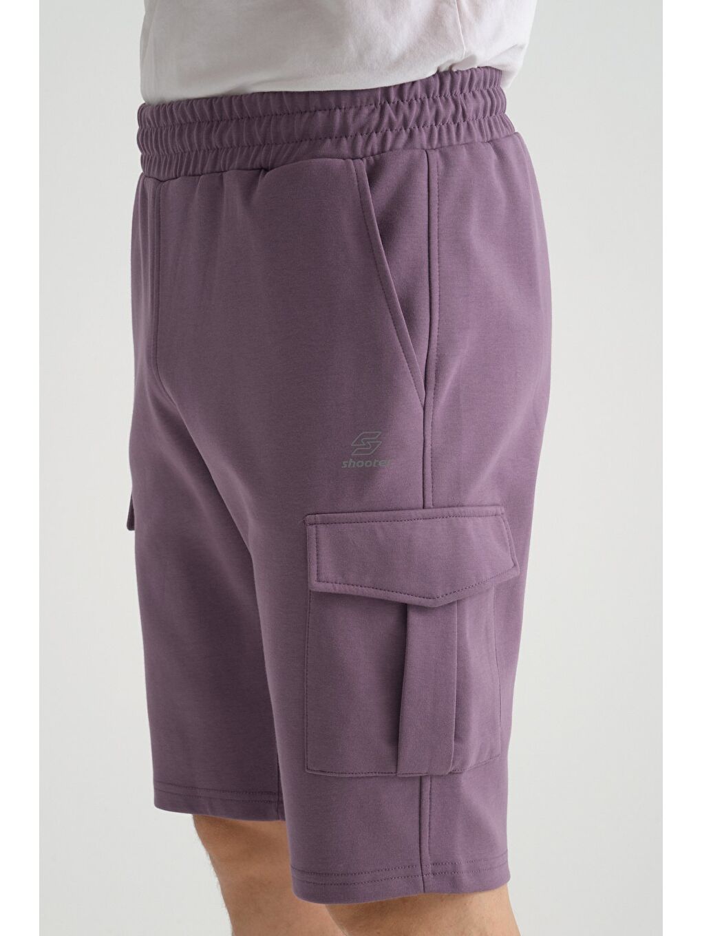 Lila Erkek Şort Kargo Cep Baskı Detaylı Regular Kalıp-2