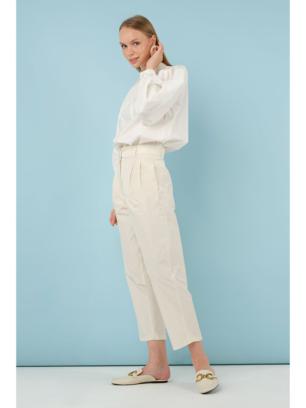 Fleto Cepli Pantolon Ekru-2