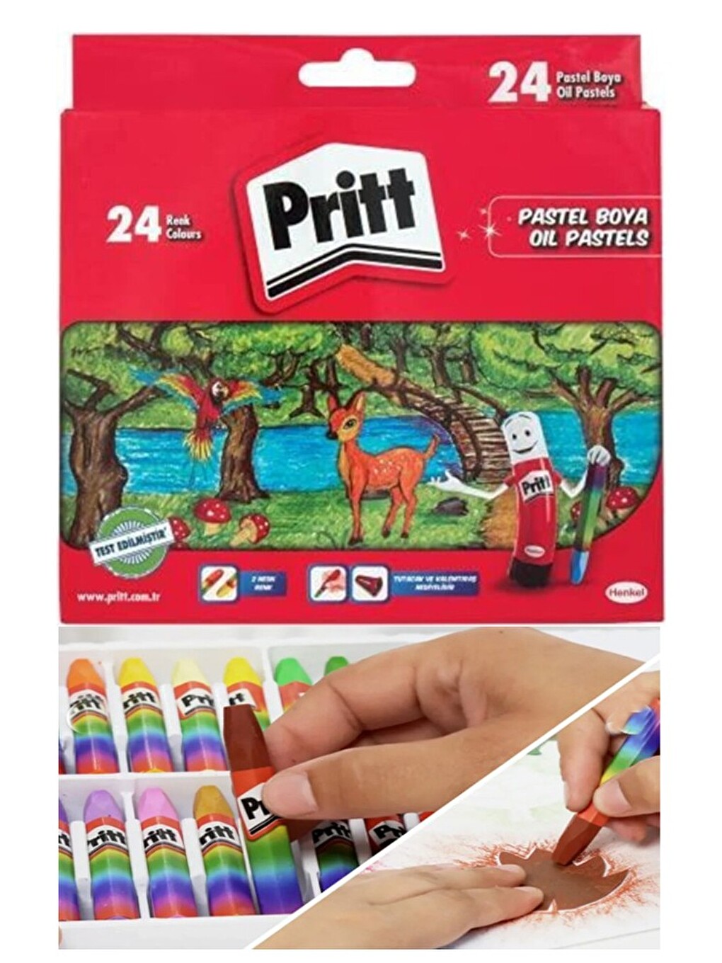 Pastel Boya 24 Renk 1 Paket Pritt Pastel Boya 24 Lü Karton Kutulu Parlak Canlı Ve Örtücü Renkler-3