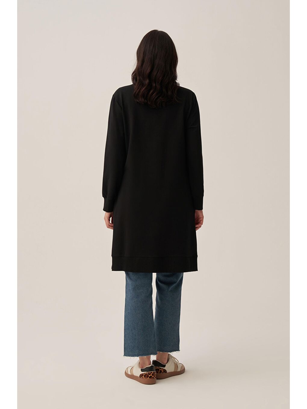 Siyah-Taş İşlemeli Pamuklu Tunik-3