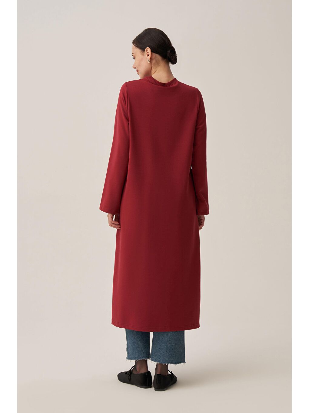 Bordo-Pamuklu Zincir İşlemeli Tunik-2