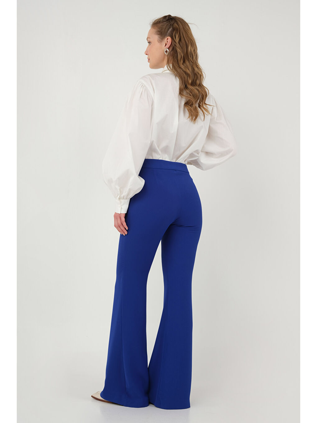 Mavi İspanyol Paça Pantolon Saks-3