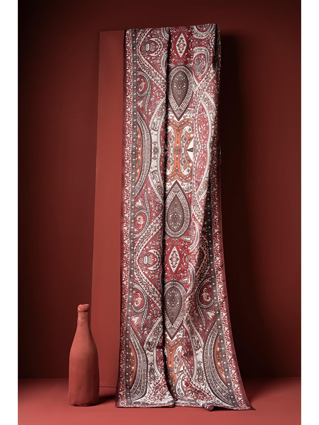 Bordo Kadın Etnik Desen Soft Şal Prusa 152.04.0003