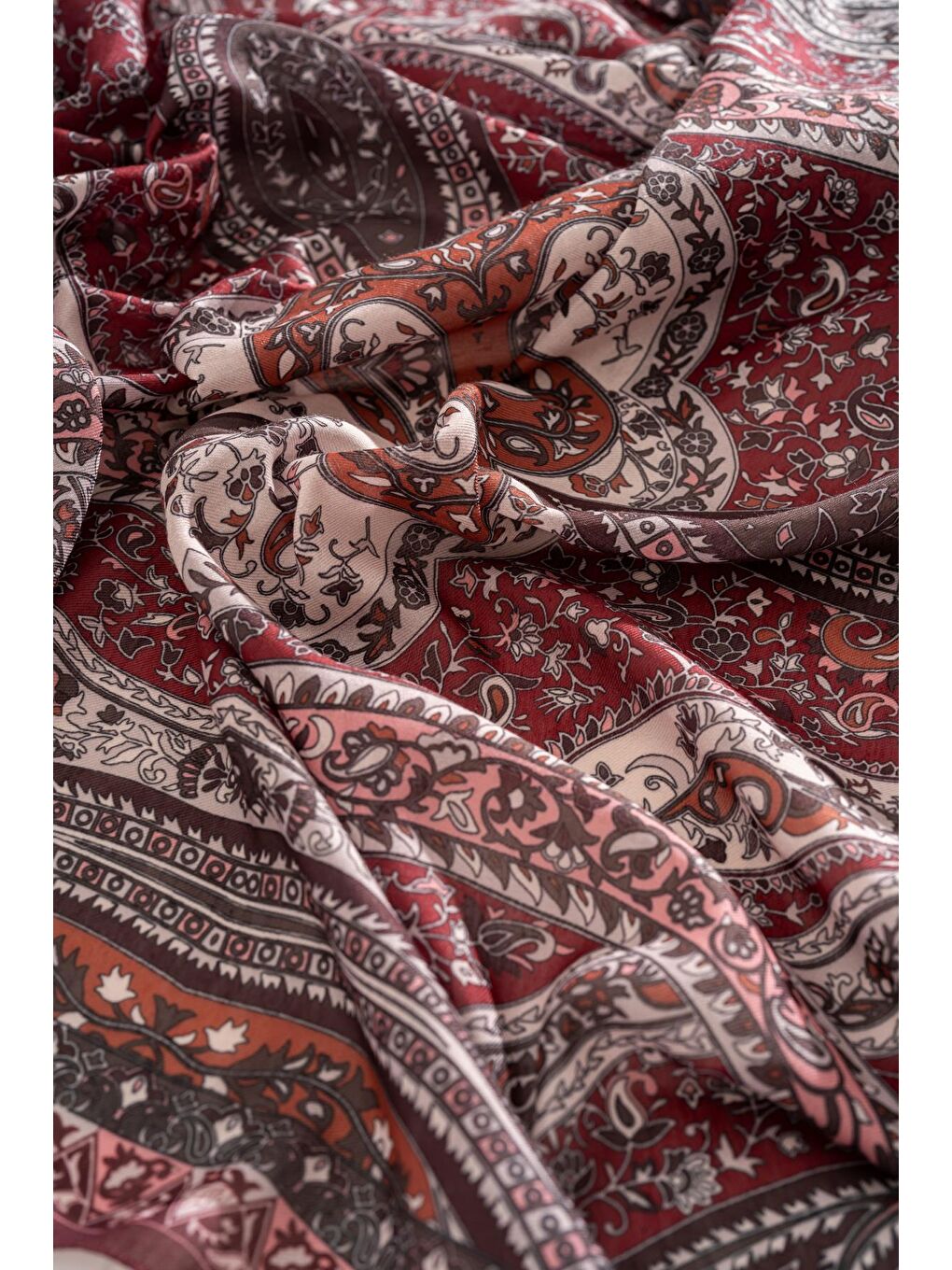 Bordo Kadın Etnik Desen Soft Şal Prusa 152.04.0003-2