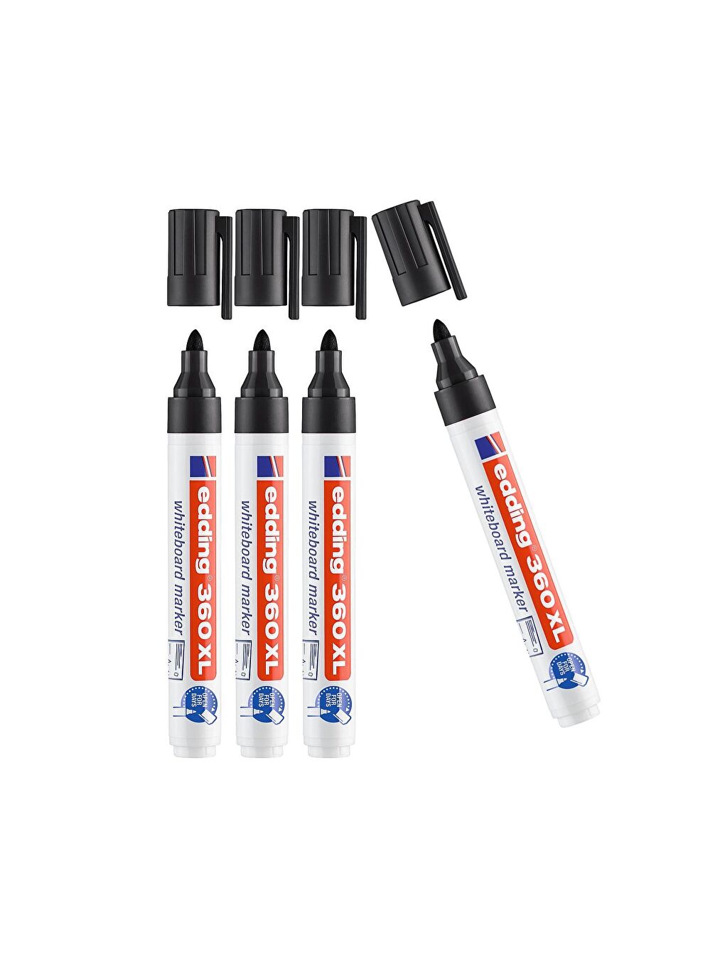 Edding 360 XL Doldurulabilir Beyaz Yazı Tahtası Kalemi Siyah 4 Lü Set
