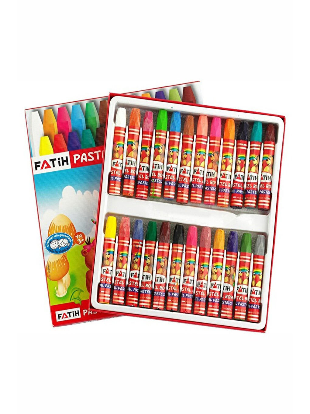24 Renk Fatih Pastel Boya 35x50 Cm Telli Spralli Resim Defteri Pastel Dağıtma Kalemi 15 Yaprak Resim-1