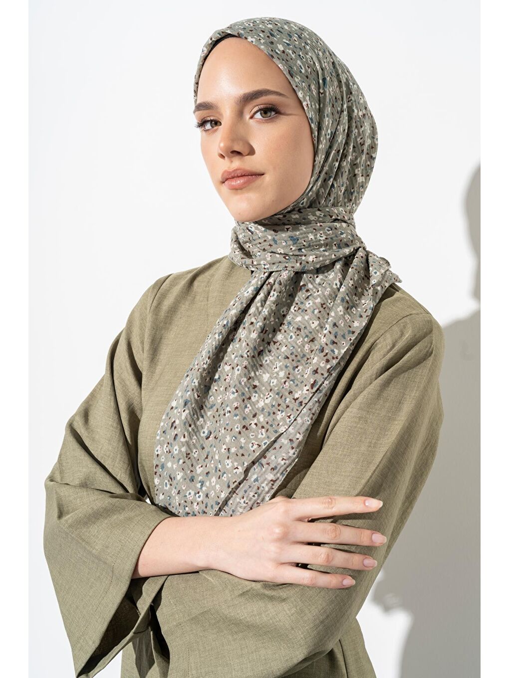 Turkuaz Kadın Tesettür Kırışmaz Bürümcük Eşarp-3