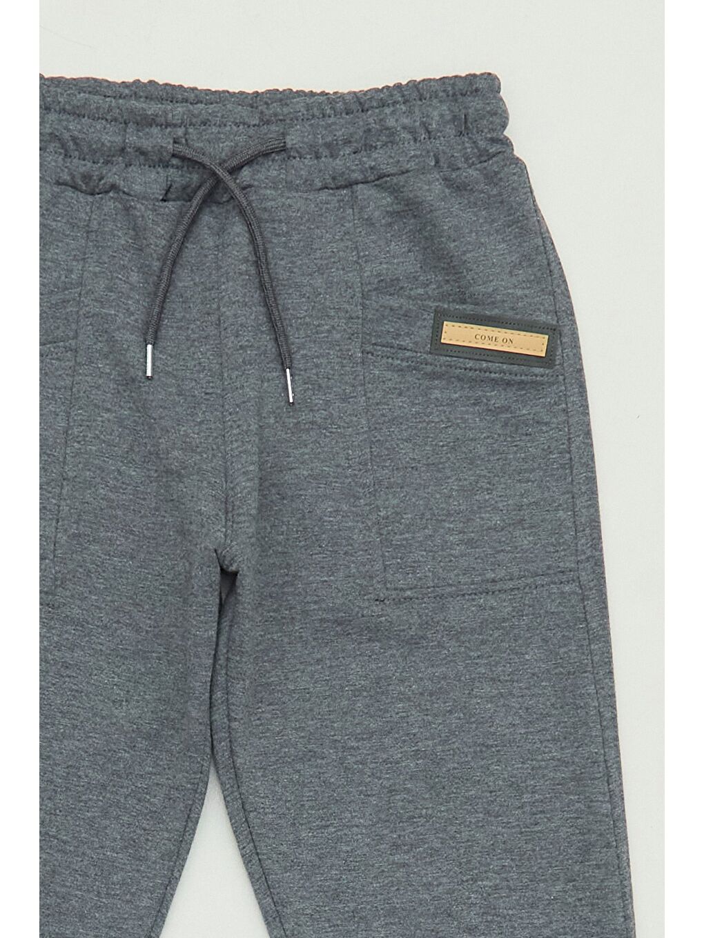 Antrasit Beli Lastikli Cebi Armalı Jogger Erkek Çocuk Eşofman Altı-2