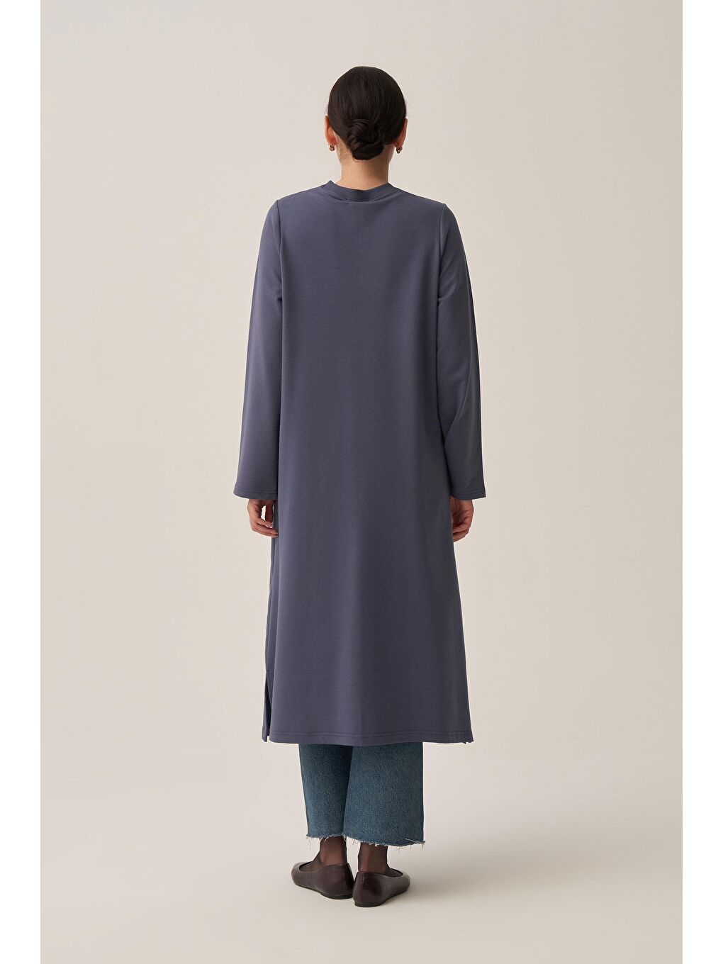 Mavi-Pamuklu Zincir İşlemeli Tunik-3