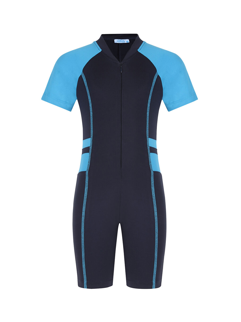 Mavi Çocuk Hızlı Kuruyan Yüzücü Kısa Kollu Sörfçü Mayo