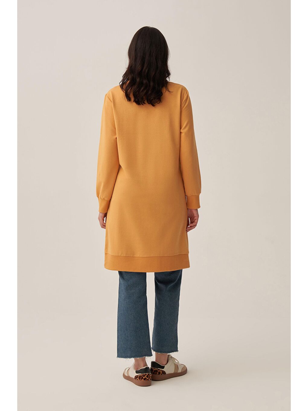 Kirli Sarı-Taş İşlemeli Pamuklu Tunik-2