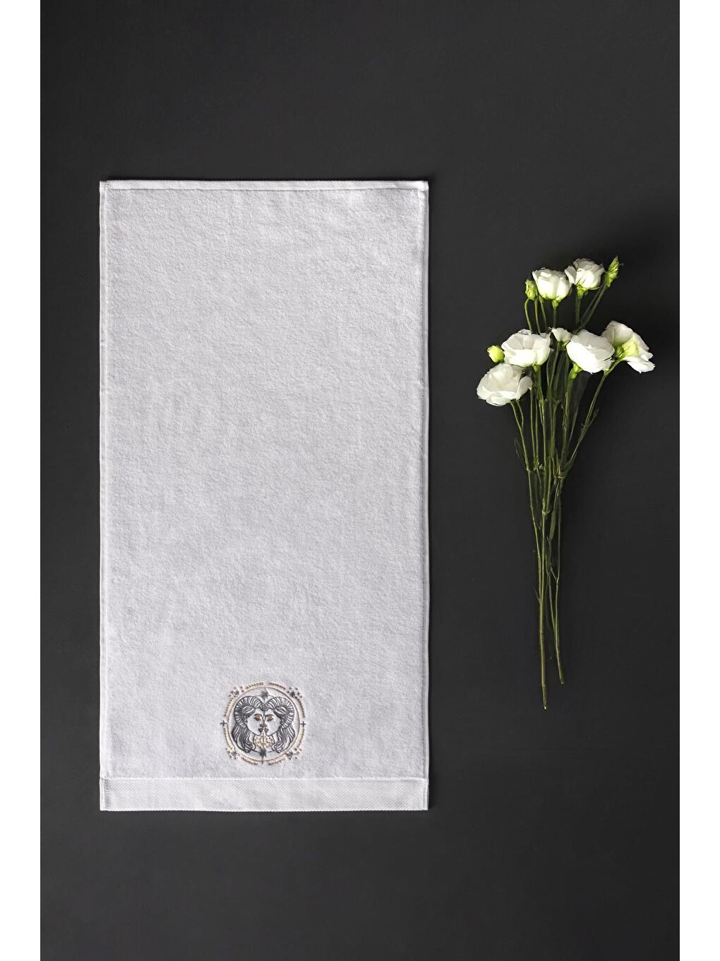 Varol Beyaz %100 Microcotton Üst Kalite Havlu Seti Burç Nakışl - 6