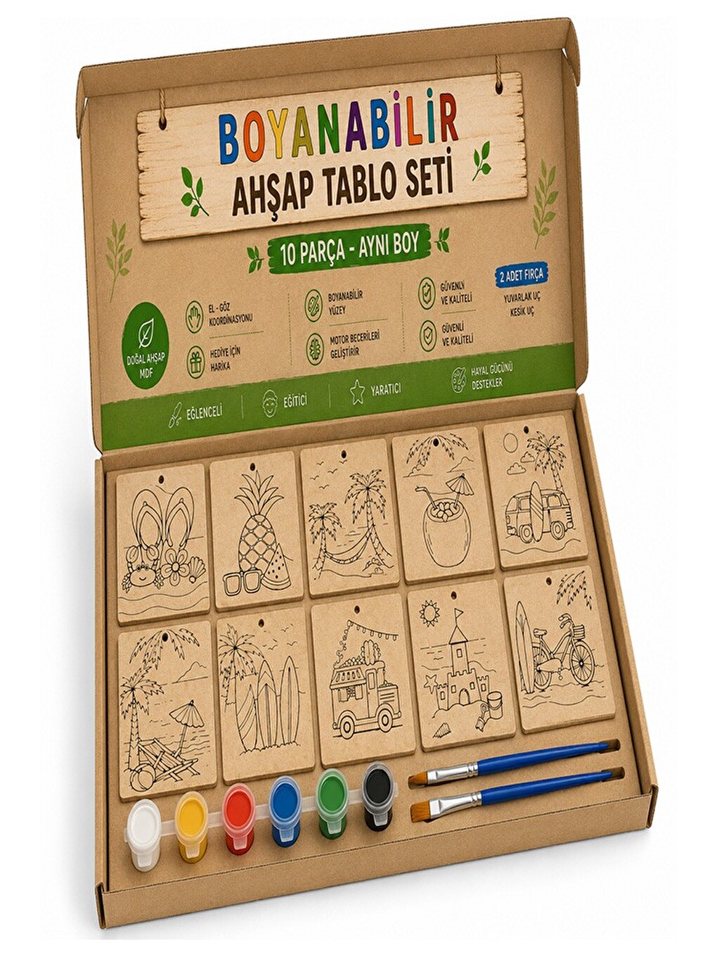 Ahşap Boyama Tabletler 10lu Set 10x15cm 10 Adet Tablet Boyama Figürü Etkinlik Çocuk Gelişim Motor Be-1