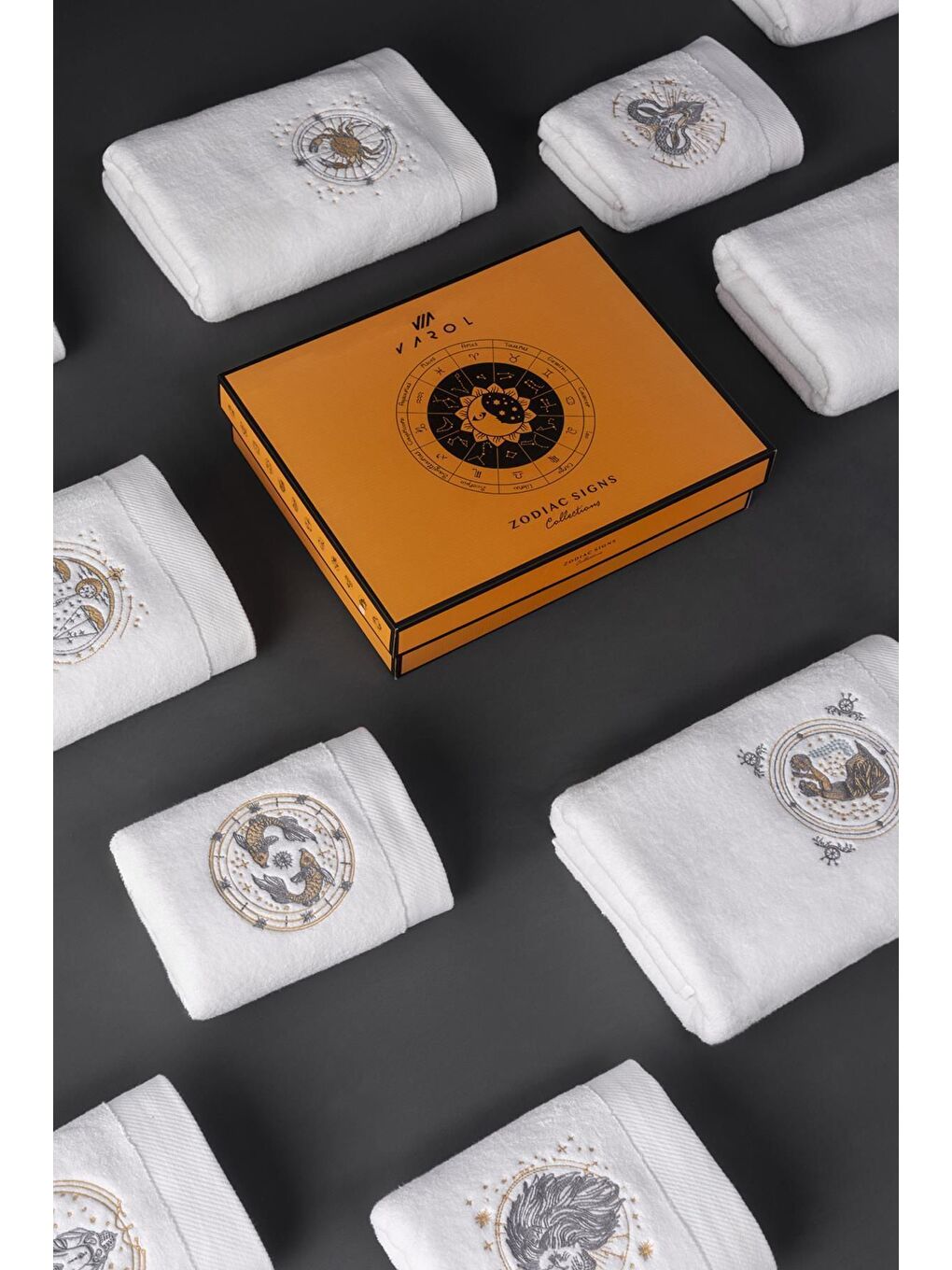 Varol Beyaz %100 Microcotton Üst Kalite Havlu Seti Burç Nakışl - 7