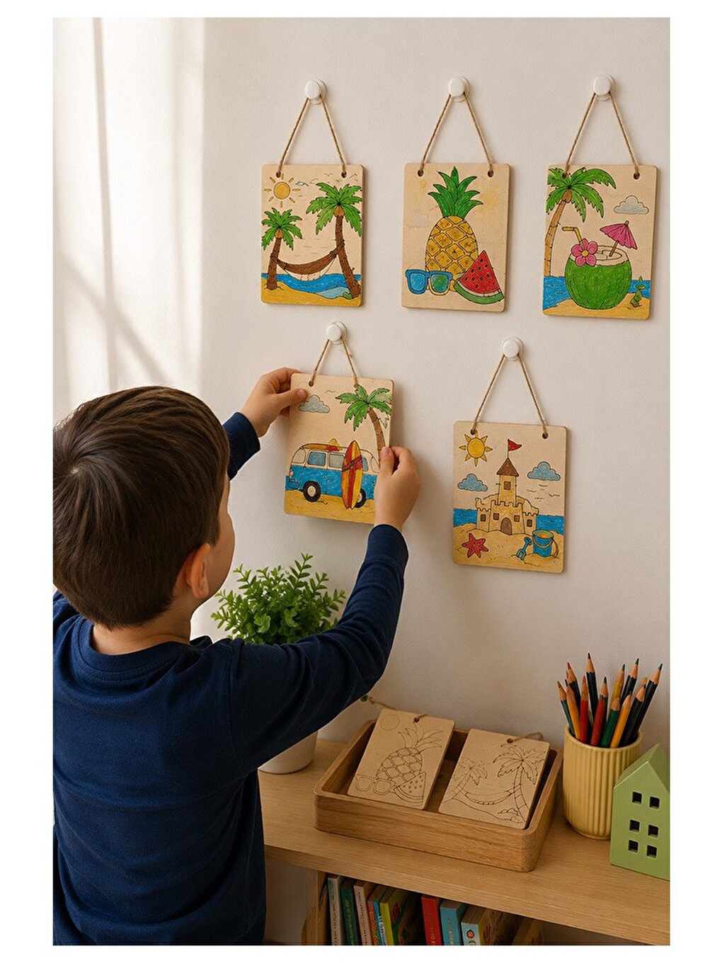 Ahşap Boyama Tabletler 10lu Set 10x15cm 10 Adet Tablet Boyama Figürü Etkinlik Çocuk Gelişim Motor Be-3