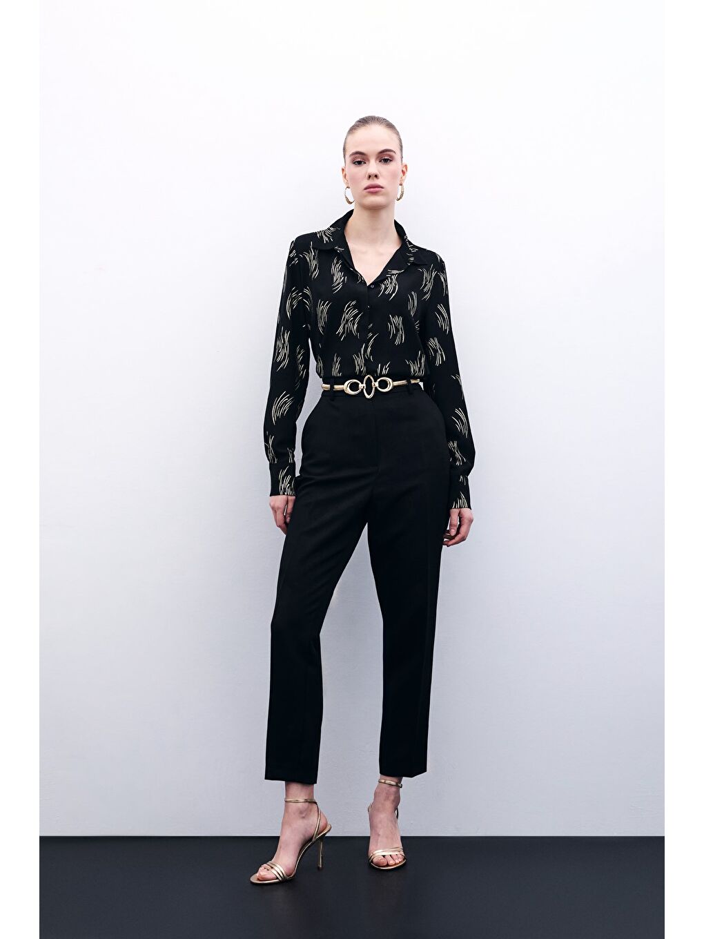 Cepli Düz Pantolon - Siyah-1