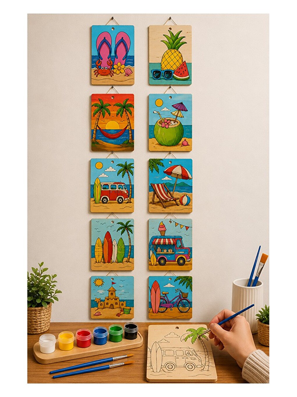 Ahşap Boyama Tabletler 10lu Set 10x15cm 10 Adet Tablet Boyama Figürü Etkinlik Çocuk Gelişim Motor Be-5