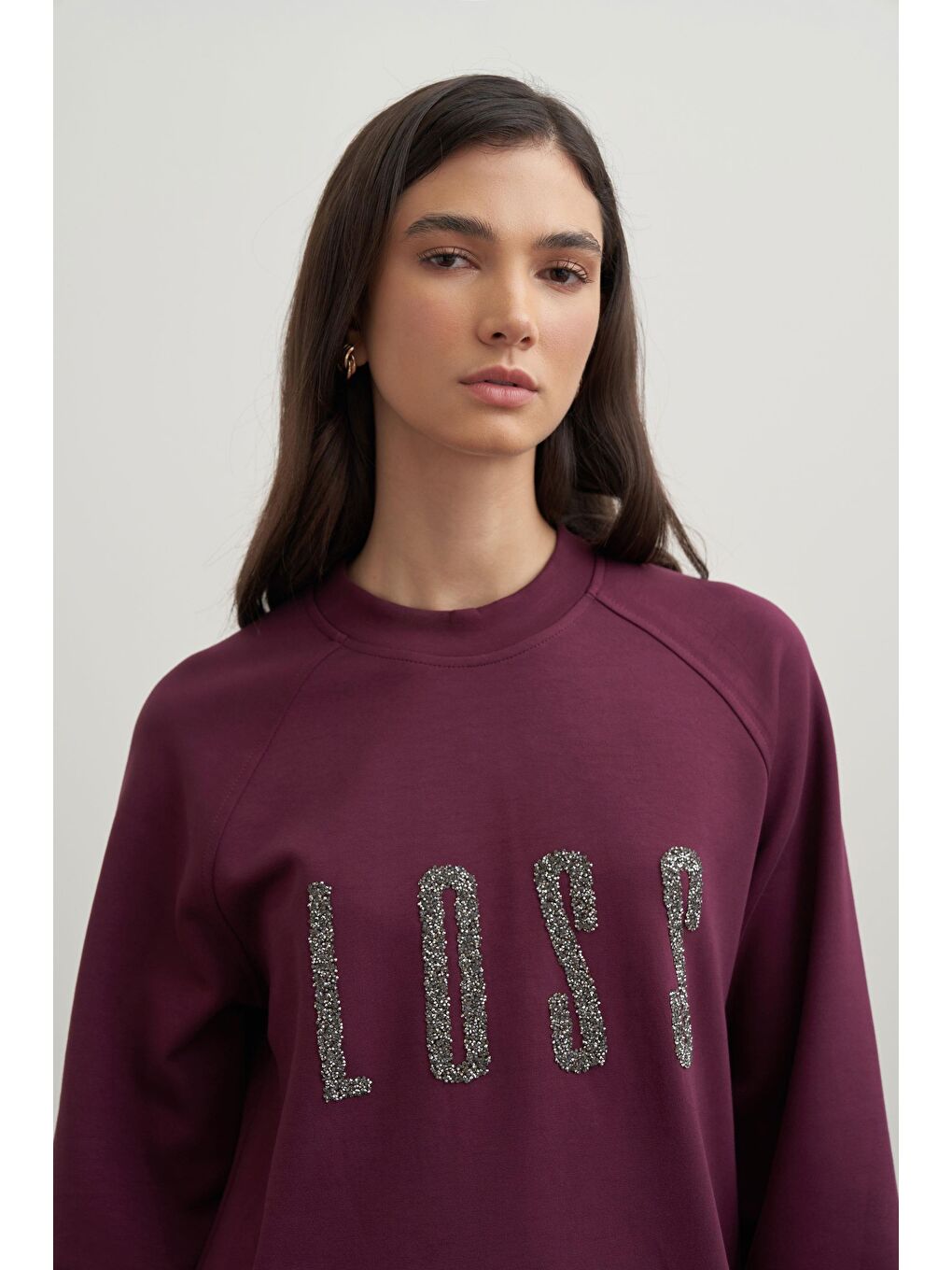 Bordo-Yumuşak Dokulu Baskılı Reglan Tunik-3