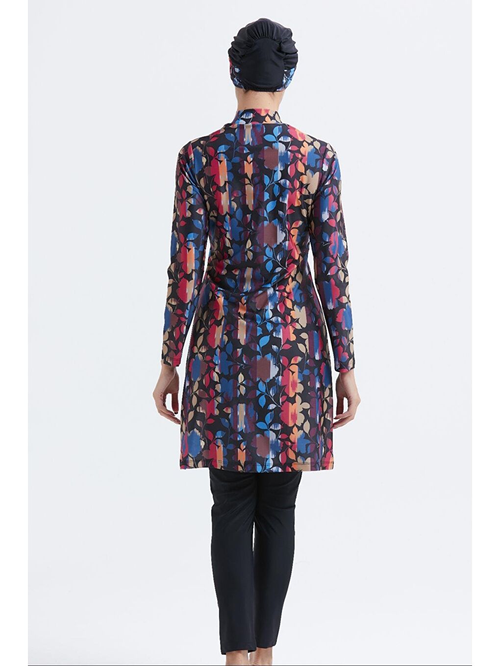 Tam Kapalı 4 Lü Tesettür Mayo C14002 Çok Renkli/Siyah-1