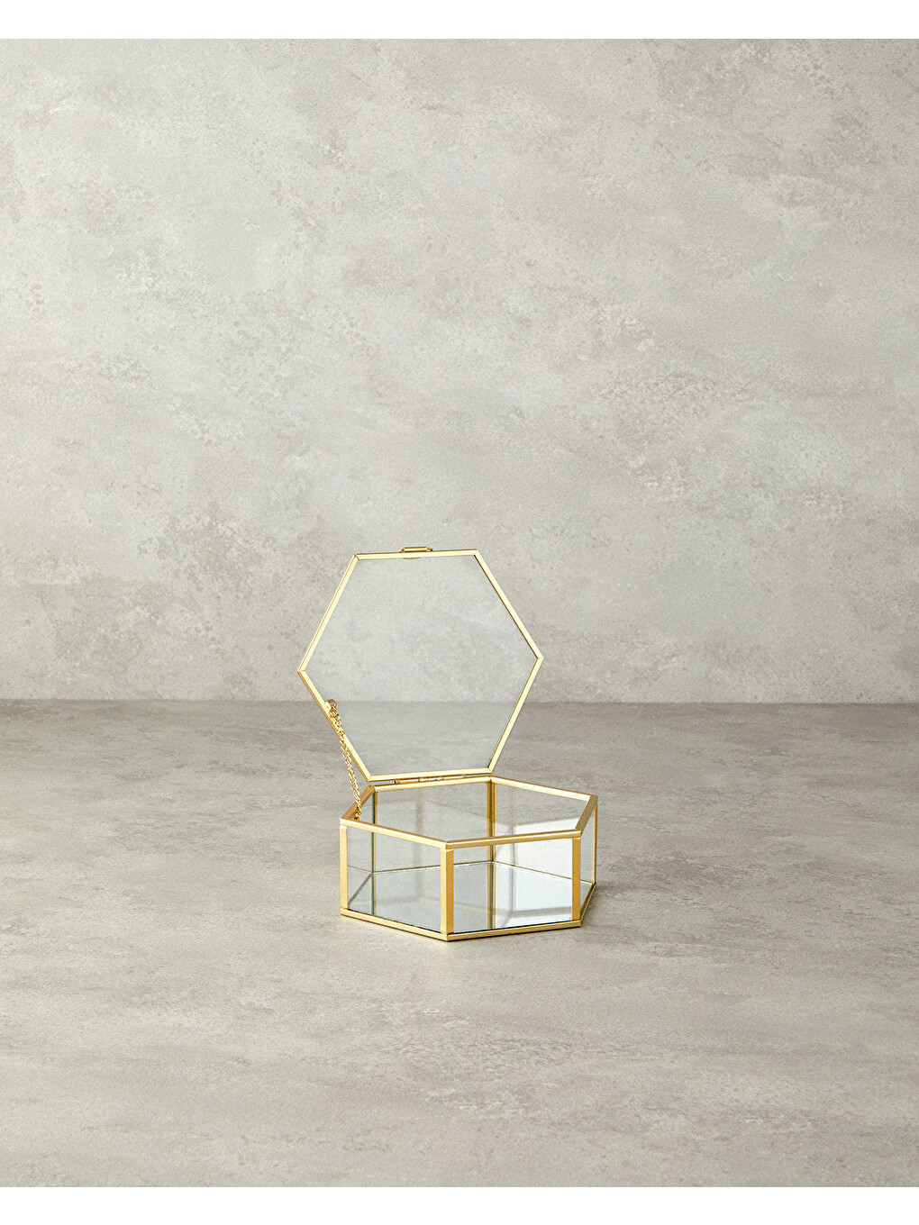 Sarı Deluxe Cam Dekoratif Kutu 14x16x6 Cm Gold-1