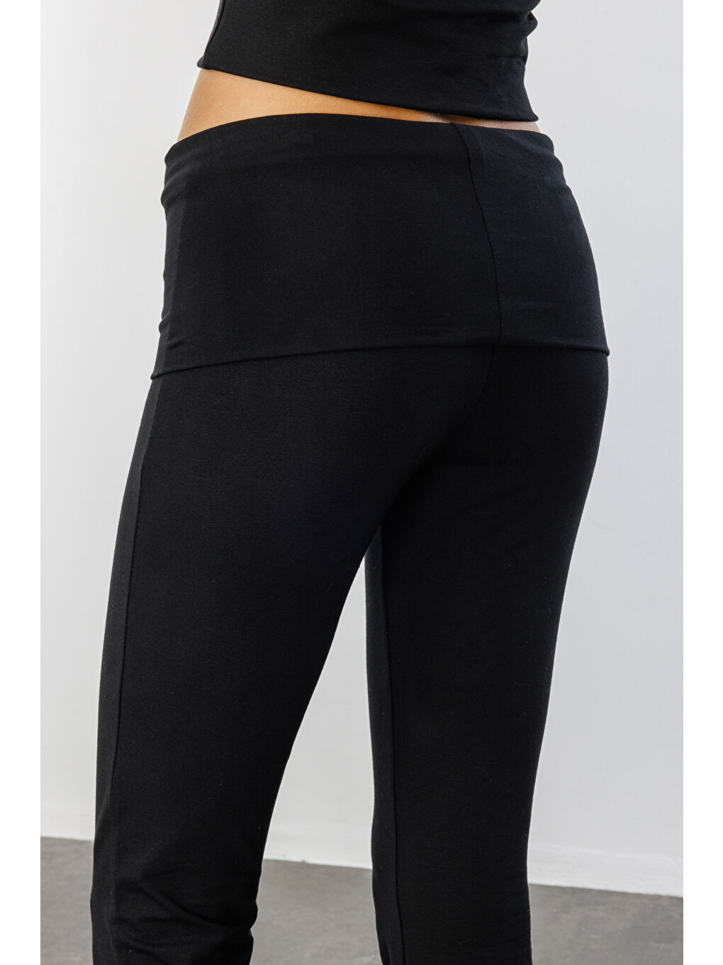 Siyah Kadın İspanyol Paça Jarse Pantolon Flared İSPANYOLPAÇA-PANTOLON-4