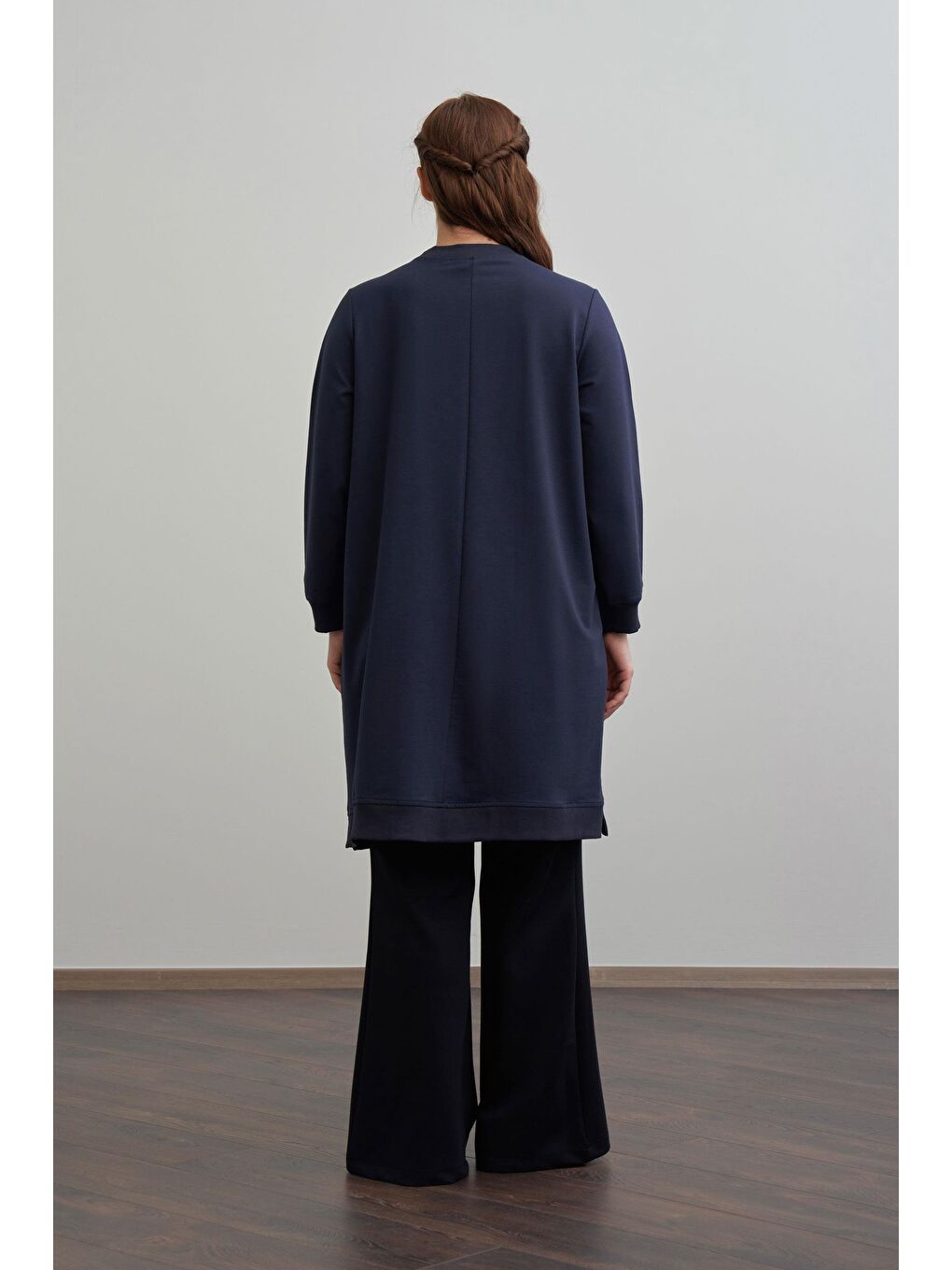 Lacivert-Nakışlı Pamuklu Tunik-2