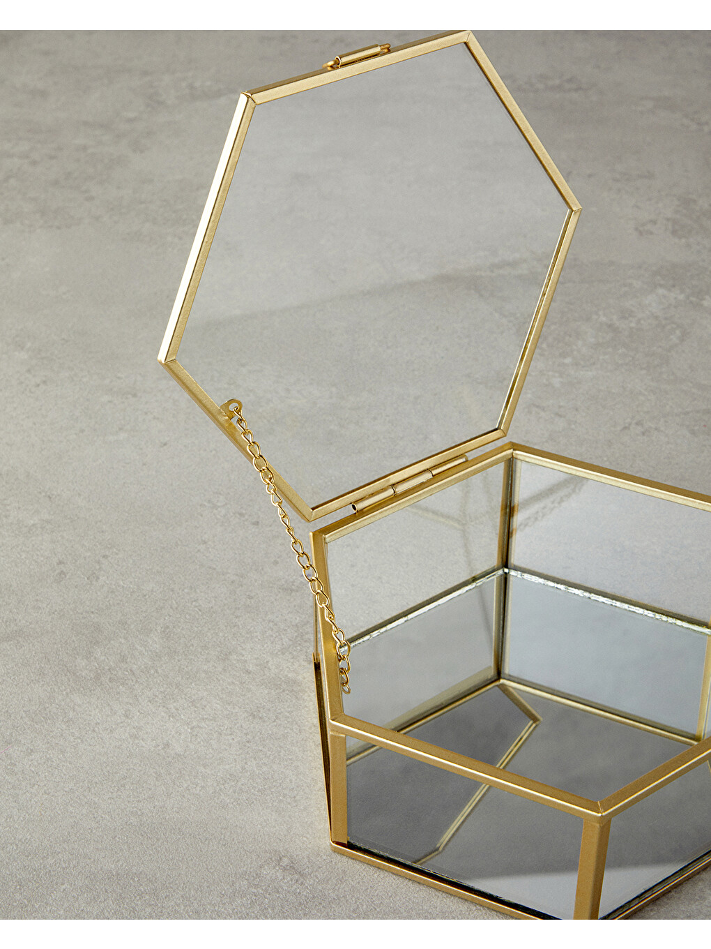 Sarı Deluxe Cam Dekoratif Kutu 14x16x6 Cm Gold-2