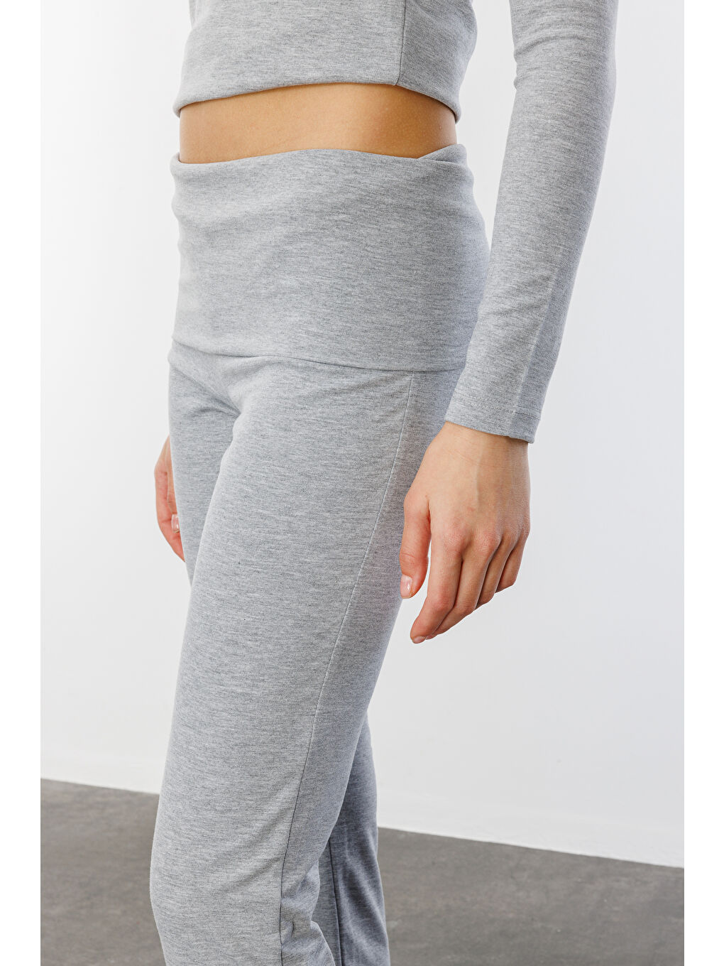 Gri Kadın İspanyol Paça Jarse Pantolon Flared İSPANYOLPAÇA-PANTOLON-4