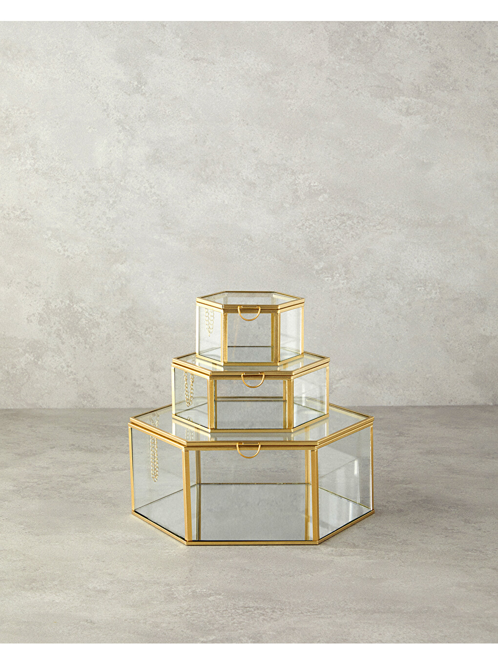 Sarı Deluxe Cam Dekoratif Kutu 14x16x6 Cm Gold-3