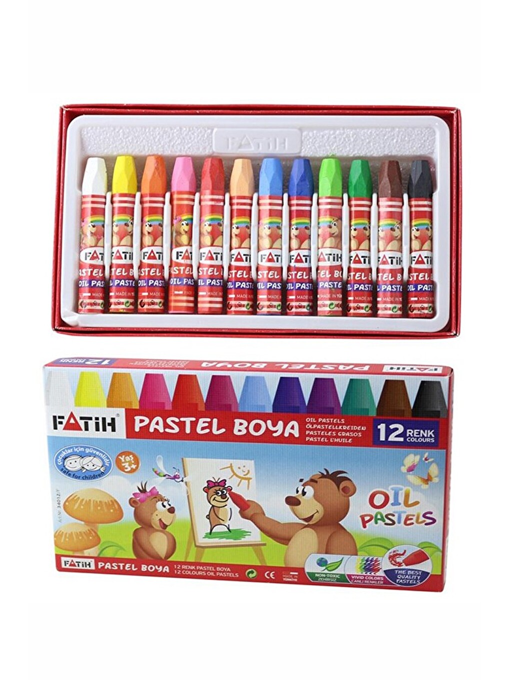 12 Renk Fatih Pastel Boya 25x35 Cm Telli Spralli Resim Defteri Pastel Dağıtma Kalemi 15 Yaprak Resim-1
