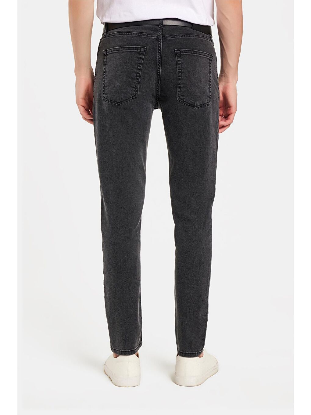 Erkek Regular Fit Yıkamalı Taşlamalı Esnek Jean  Düz Paça Tapered Gri Jean Pantolon-4