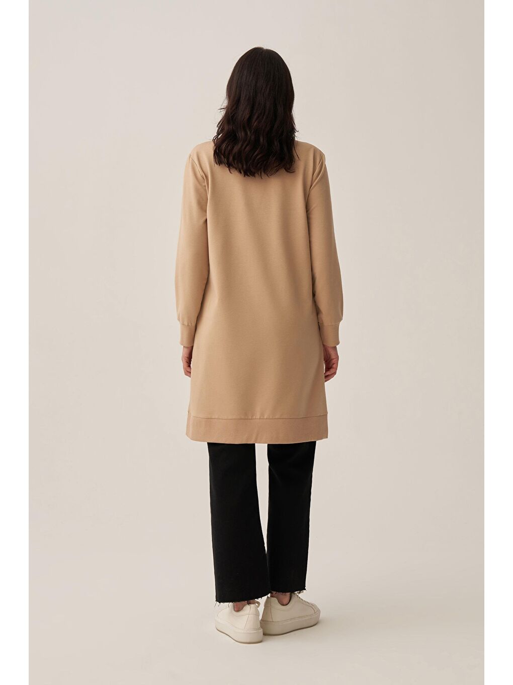 Bej-Taş İşlemeli Pamuklu Tunik-2