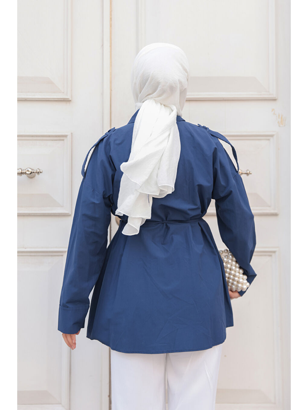 Kadın Trenç Gömlek Lacivert-3