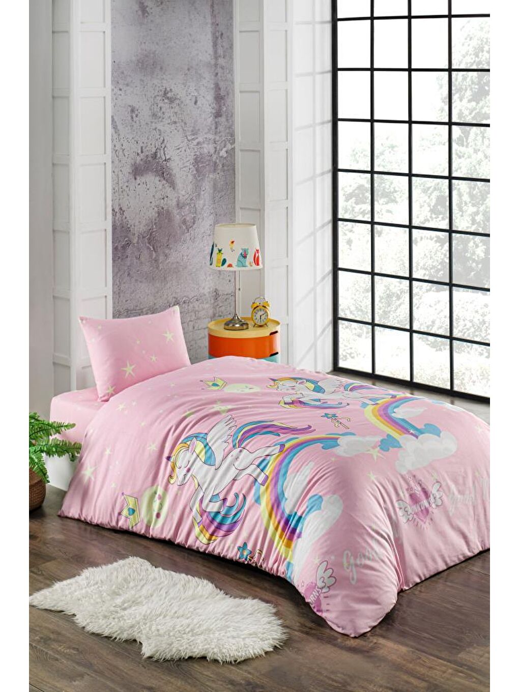 Pembe Tek Kişilik Nevresim Takımı-1