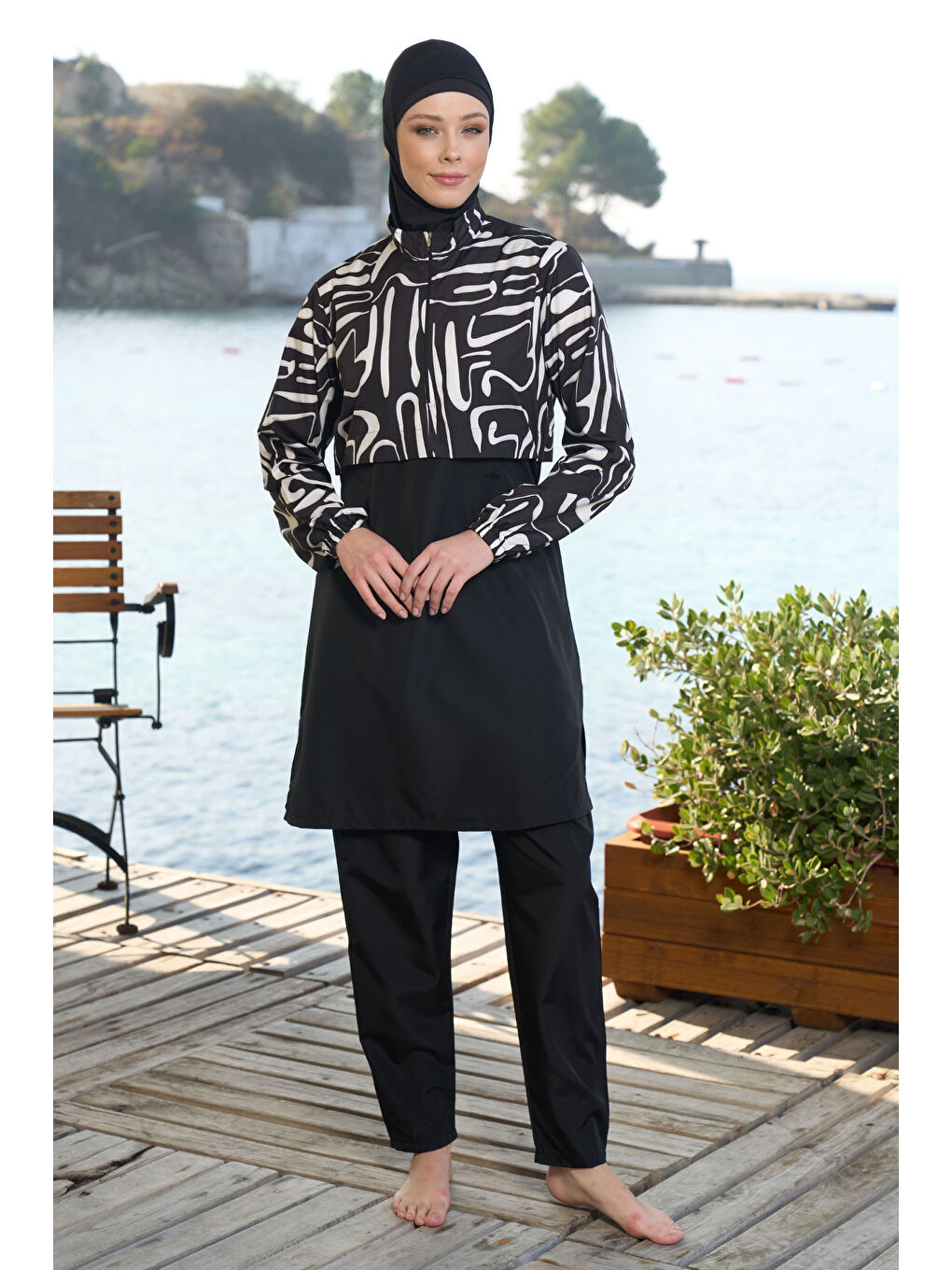 Paraşüt Tam Kapalı Tesettür Mayo 25975 Siyah-1