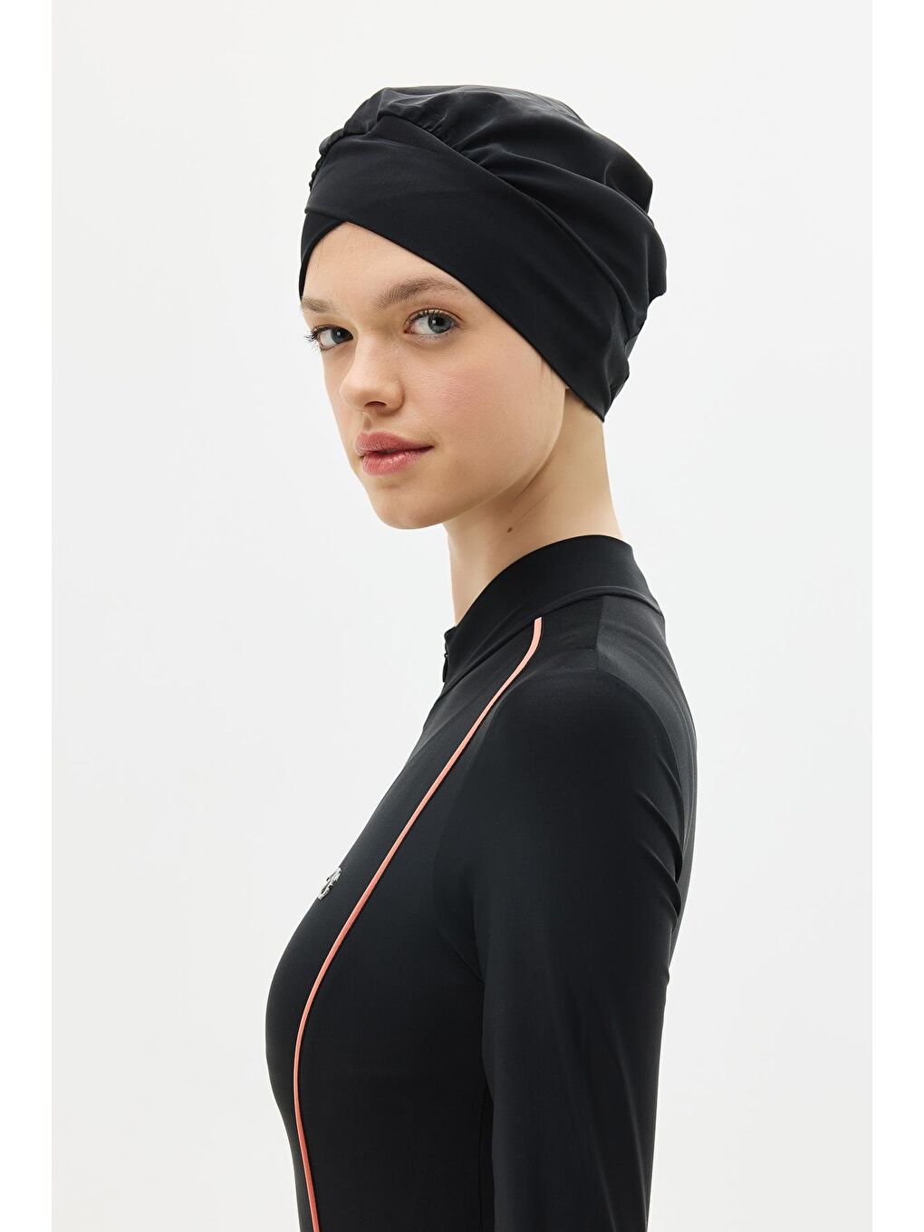 Etekli Taytlı Tam Kapalı Tesettür Mayo C13059 Siyah/Kremit-9