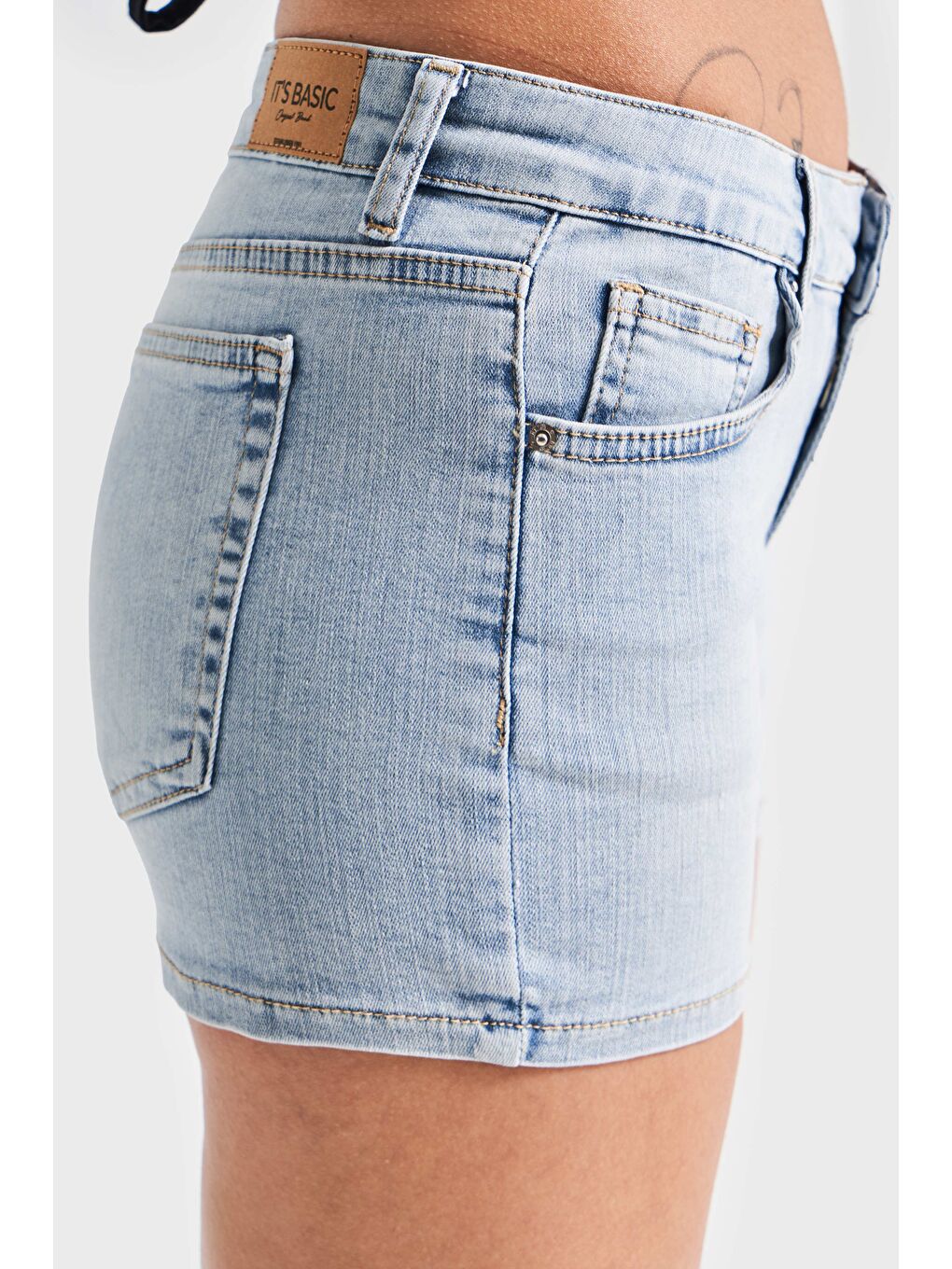 Mavi Kadın Jean Rengi 4s5 3 Mini Boy Ful Esnek Elastanlı Kumaş Denim Şort-4