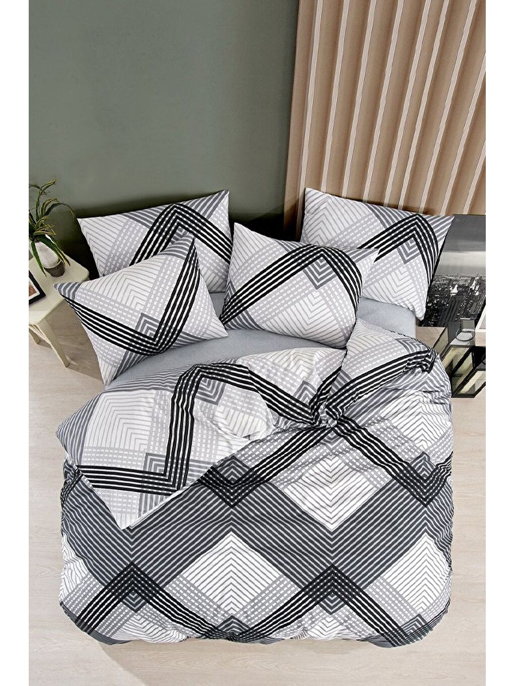 Gri Arven Tek Kişilik Nevresim Takımı 160x200-1